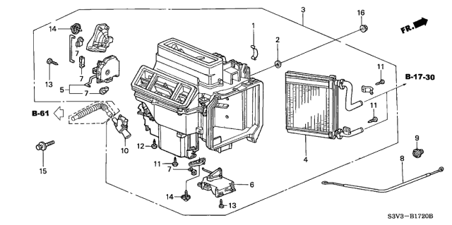 2001 Acura MDX Mode Motor Assembly Diagram for 79140-S84-A01