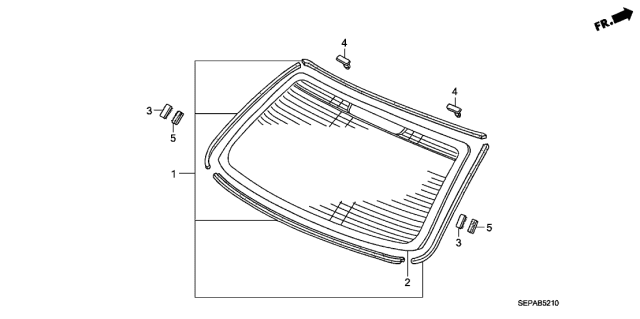 2008 Acura TL 4 Door BASE (NAVIGATION) KA 5AT Rear Windshield Diagram