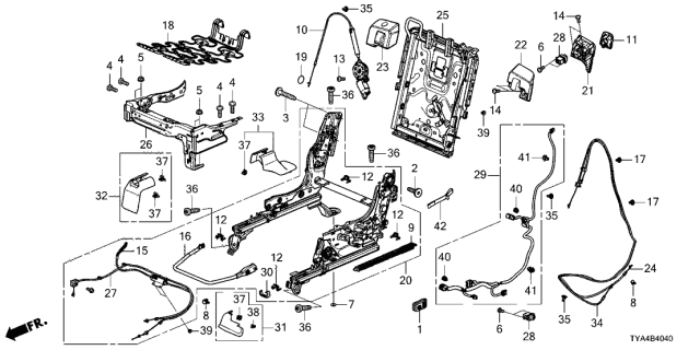 2022 Acura MDX Middle Seat Components Diagram 1