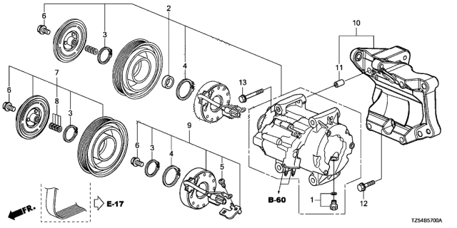 2016 Acura MDX Compressor Diagram for 38810-5J6-A03