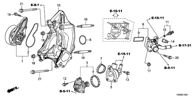 2015 Acura ILX Water Pump (2.4L) Diagram