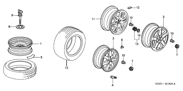 2003 Acura CL Aluminum Wheel Rim (16X6 1/2Jj) (Enkei) Diagram for 42700-S3M-A41