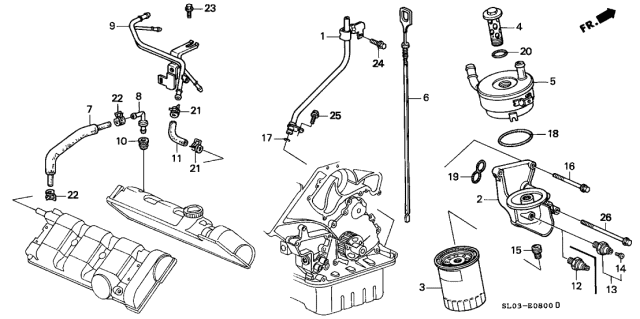 1996 Acura NSX Dipstick, Oil Diagram for 15650-PR7-A01