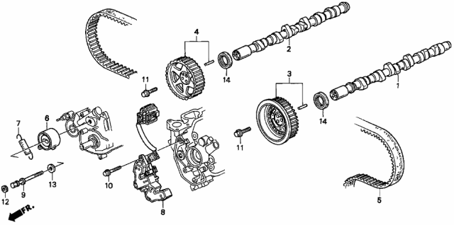 1997 Acura TL Camshaft, Passenger Side Diagram for 14200-P5G-000