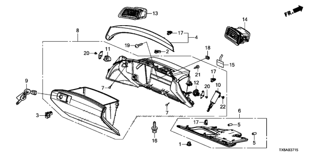 2018 Acura ILX Instrument Panel Garnish Diagram 2