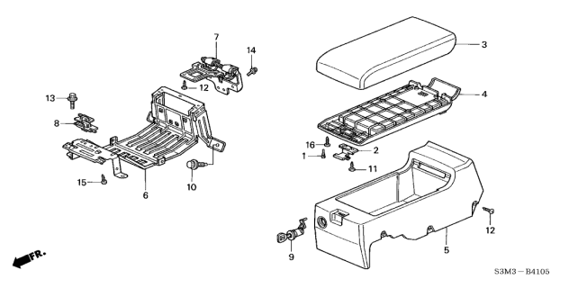 2003 Acura CL Rear Seat Console Diagram