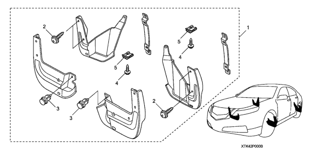 2013 Acura TL Splash Guards Diagram