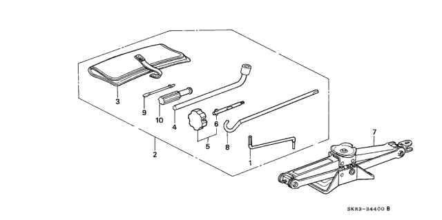 1993 Acura Integra 4 Door RS KL 4AT Tool - Jack Diagram
