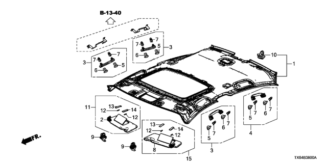 2014 Acura ILX Roof Lining Diagram