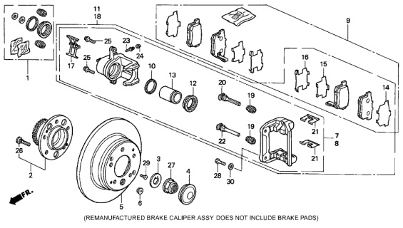 1993 Acura Legend 4 Door STD KA 5MT Rear Brake Diagram