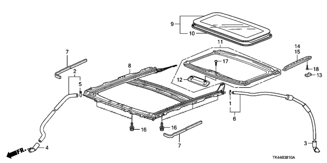 2011 Acura TL Tube, Front Drain Vinyl (Sunroof) Diagram for 70050-TK4-A00