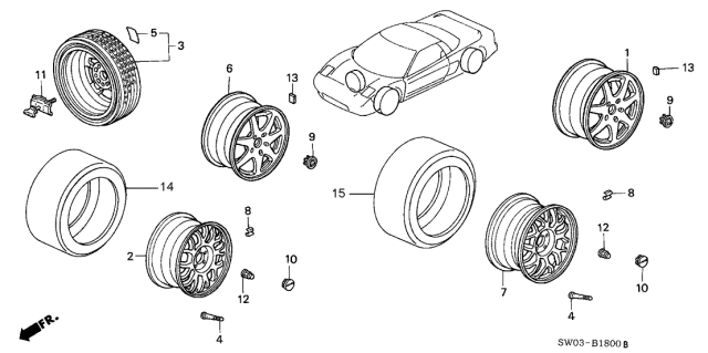 2001 Acura NSX Tire, Right Rear (245/40Zr17) (Yokohama) Diagram for 42751-YOK-013