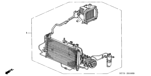 2000 Acura Integra Air Conditioner Assembly Diagram for 80000-ST7-A53