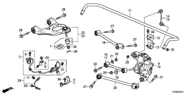 2016 Acura TLX Rear Knuckle (4WD) Diagram