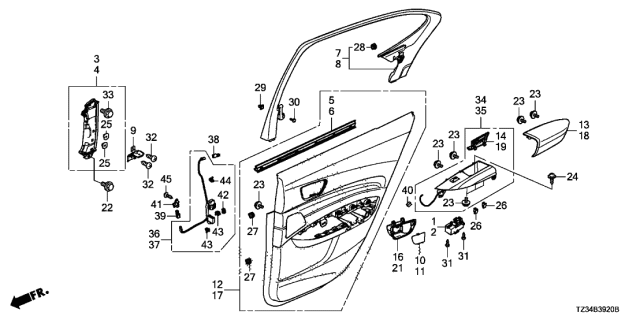 2016 Acura TLX Rear Door Lining Diagram