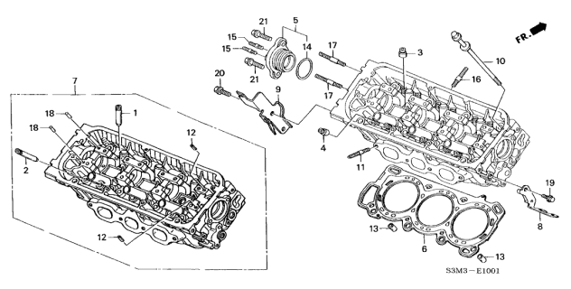 2002 Acura CL 2 Door SPORT KA 5AT Rear Cylinder Head Diagram