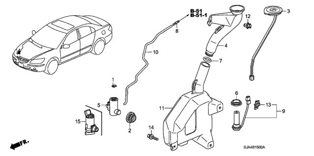 2012 Acura RL Windshield Wiper Fluid Reservoir Tank (2.5Left Front) Diagram for 76841-SJA-A11