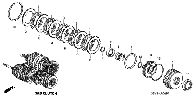 2001 Acura MDX Piston, Third Clutch Diagram for 22670-PGH-003