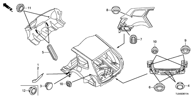 2011 Acura TSX 5 Door TSXTEC KA 5AT Grommet (Rear) Diagram