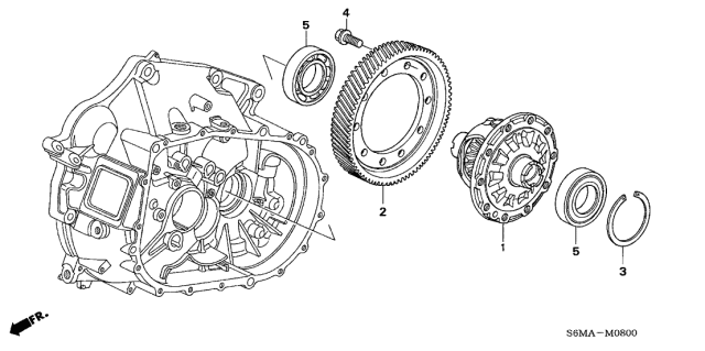 2006 Acura RSX 3 Door BASE KA 5MT MT Differential Diagram