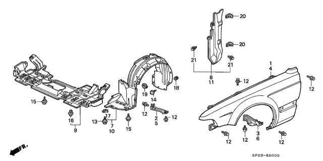 1995 Acura Legend Front Fenders Diagram