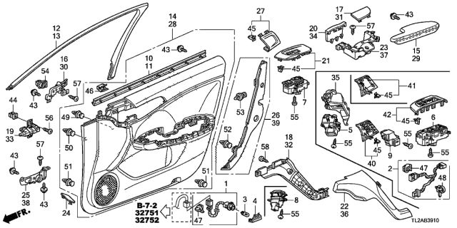 2014 Acura TSX Front Door Lining Diagram