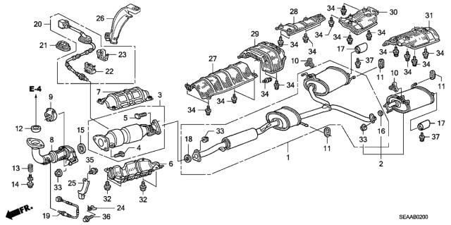2008 Acura TSX Front Catalytic Converter Diagram for 18160-RBB-A00