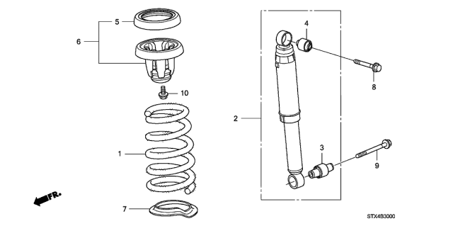 2009 Acura MDX Rear Shock Absorber Assembly Diagram for 52610-STX-A02