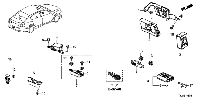 2014 Acura RLX Roof Unit, Smart Diagram for 38360-TY2-A01