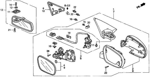 1997 Acura TL 4 Door BAS3.2 KA 4AT Mirror Diagram