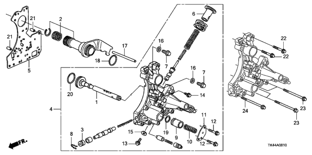 2011 Acura TL AT Regulator Body Diagram