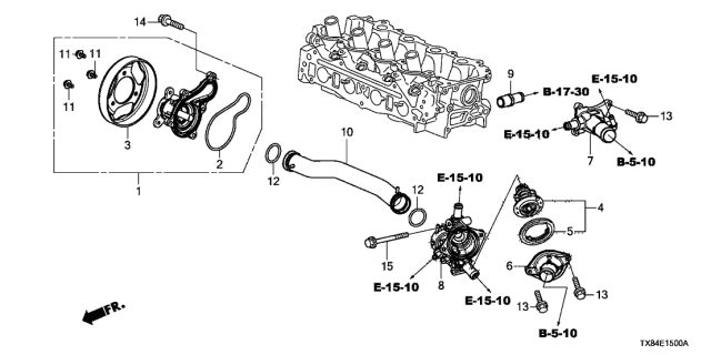2013 Acura ILX Hybrid Water Pump Assembly Diagram for 19200-RW0-003