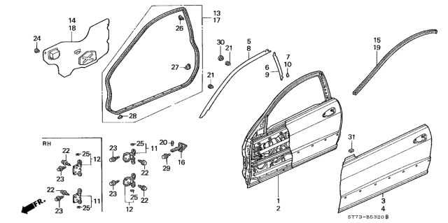 1996 Acura Integra Door Panel Diagram