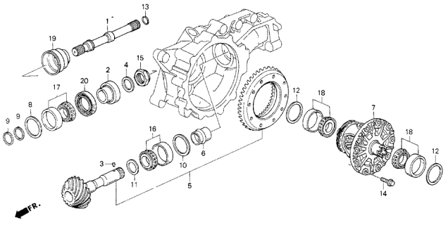 1994 Acura Vigor 4 Door LS KL 5MT MT Differential Gear Diagram