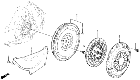 1987 Acura Legend Flywheel Diagram for 22100-PH7-010