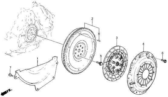 1990 Acura Legend 4 Door L (MOQUETTE) KA 5MT MT Clutch Diagram