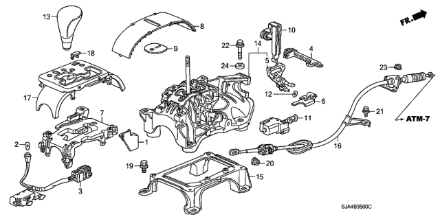 2007 Acura RL Shift Lock Bushing Diagram for 54024-SEC-A81