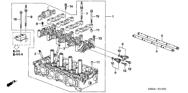 2006 Acura RSX Cylinder Head Assembly Diagram for 12100-PRB-A00
