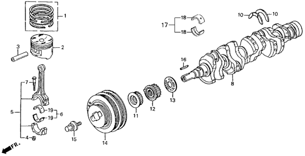 1992 Acura Vigor Connecting Rod Bearing E (Yellow) (Taiho) Diagram for 13215-PD2-004