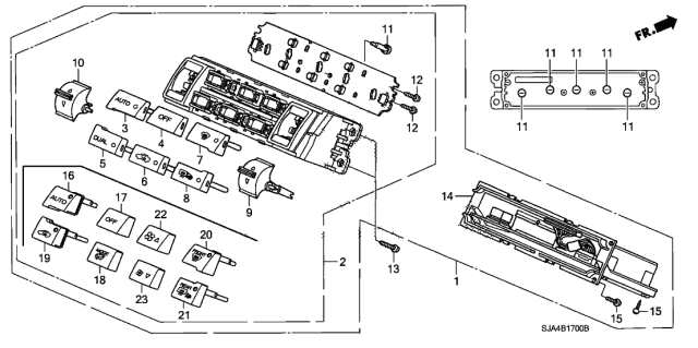 2005 Acura RL Control Assembly, Automatic Air Conditioner (Rubber Gray) Diagram for 79600-SJA-A01ZA
