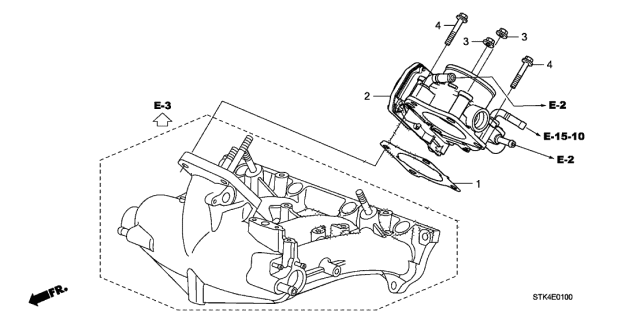 2008 Acura RDX Throttle Body Gasket Diagram for 16176-RWC-A01
