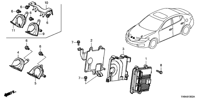 2021 Acura ILX Powertrain Control Module Diagram for 37820-R4H-C51