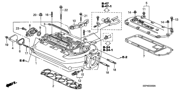 2004 Acura TL Intake Manifold Cover Assembly (Upper) Diagram for 17115-RDA-A00