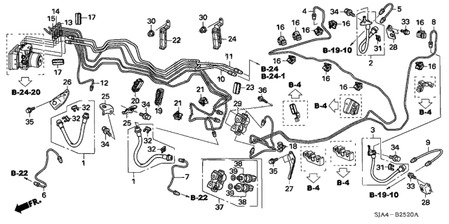 2006 Acura RL Brake Pipe Clip D Diagram for 46394-SDA-003