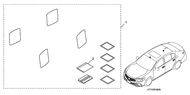2020 Acura RLX 4 Door ADV (SH-AWD (HYBRID)) KA DCT Door Handle Film Diagram