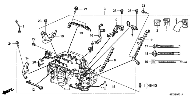 2013 Acura MDX Holder F, Engine Harness Diagram for 32132-RYE-A10