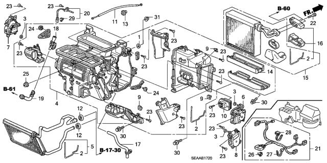 2008 Acura TSX 4 Door TSX (NAVIGATION) KA 6MT Heater Unit Diagram