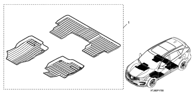 2020 Acura RDX All-Season Floor Mat Diagram