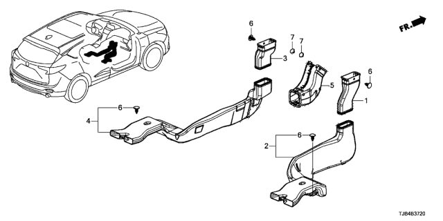 2019 Acura RDX Rear Duct Right Diagram for 83332-TJB-A00