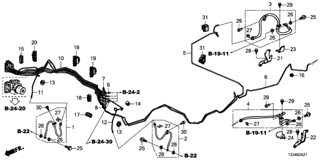 2018 Acura MDX Clip, Brake Pipe Diagram for 46391-SAA-003